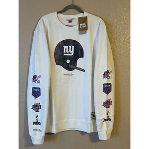Men's 2XL NWT New York Giants Mitchell & Ness VIP‎ Rings Crew Sweatshirt White